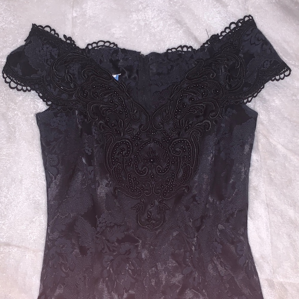 1980s Black Beaded Cocktail Dress
